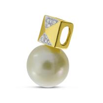 14K Yellow Gold Pearl with Diamond Pendant