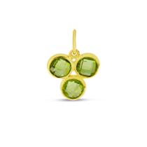 14K Yellow Gold Triple Cluster Peridot Bezel Pendant