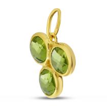 14K Yellow Gold Triple Cluster Peridot Bezel Pendant