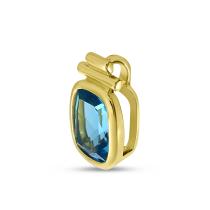 14K Yellow Gold Cushion Blue Topaz Pendant