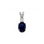 14K White Gold Oval Sapphire and Diamond Pendant