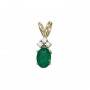 14K Yellow Gold Oval Emerald and Diamond Pendant