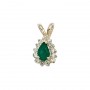 14K Yellow Gold Pear Emerald and Diamond Pendant