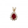 14K Yellow Gold Pear Ruby and Diamond Pendant