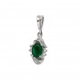 14K White Gold Oval Emerald and Diamond Pendant