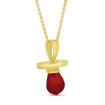 14K Yellow Gold Synthetic Pink Topaz Hushabye Pendant