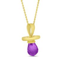 14K Yellow Gold Synthetic Pink Topaz Hushabye Pendant