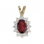 10k Yellow Gold Oval Garnet And Diamond Pendant