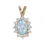 10k Yellow Gold Oval Aquamarine And Diamond Pendant