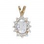 10k Yellow Gold Oval White Topaz And Diamond Pendant