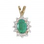10k Yellow Gold Oval Emerald And Diamond Pendant