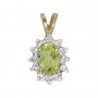 10k Yellow Gold Oval Peridot And Diamond Pendant