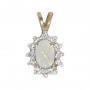 10k Yellow Gold Oval Opal And Diamond Pendant