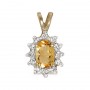 10k Yellow Gold Oval Citrine And Diamond Pendant