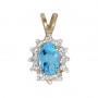 10k Yellow Gold Oval Blue Topaz And Diamond Pendant