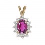 10k Yellow Gold Oval Pink Topaz And Diamond Pendant