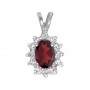 10k White Gold Oval Garnet And Diamond Pendant