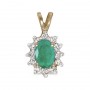 14k Yellow Gold Oval Emerald And Diamond Pendant