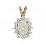 14k Yellow Gold Oval Opal And Diamond Pendant