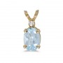 14k Yellow Gold Oval Aquamarine And Diamond Pendant