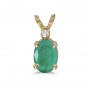 14k Yellow Gold Oval Emerald And Diamond Pendant