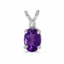 14k White Gold Oval Amethyst And Diamond Pendant