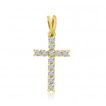 14K Yellow Gold Diamond Cross Pendant