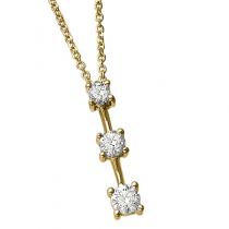 14k Yellow Gold 0.25 Ct Three Stone Diamond Pendant