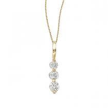 14k Yellow Gold 0.25 Ct Three Stone Diamond Pendant