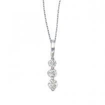 14k White Gold 0.25 Ct Three Stone Diamond Pendant