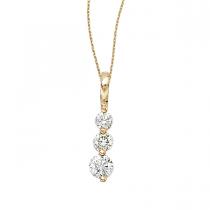 14k Yellow Gold 0.50 Ct Three Stone Diamond Pendant