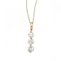 14k Yellow Gold .75 Ct Three Stone Diamond Pendant