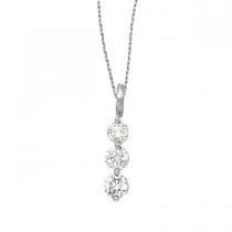 14k White Gold .75 Ct Three Stone Diamond Pendant