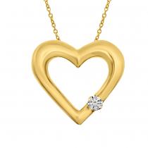 14K Yellow Gold Diamond Heart Pendant