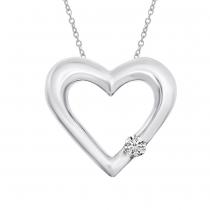 14K White Gold Diamond Heart Pendant