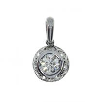 14K White Gold .66 Ct Round Diamond Disc Pendant