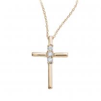 14K Yellow Gold Diamond Cross Pendant