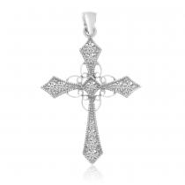 14k White Gold Diamond Celtic Cross