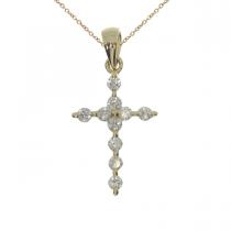 14K Yellow Gold Diamond Cross Pendant