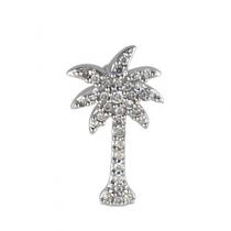 14K White Gold .10 Ct Diamond Palm Tree Pendant