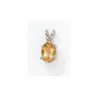 14K White Gold Oval Citrine Pendant