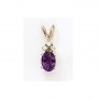 14K Yellow Gold Oval Amethyst and Diamond Pendant