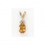 14K Yellow Gold Oval Citrine and Diamond Pendant
