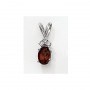 14K White Gold Oval Garnet and Diamond Pendant