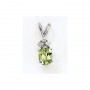 14K White Gold Oval Peridot and Diamond Pendant