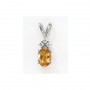 14K White Gold Oval Citrine and Diamond Pendant
