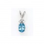 14K White Gold Oval Blue Topaz and Diamond Pendant