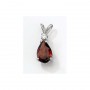 14K White Gold Pear Garnet and Diamond Pendant