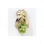 14K Yellow Gold Oval Peridot and Diamond Pendant