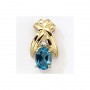 14K Yellow Gold Oval Blue Topaz and Diamond Pendant